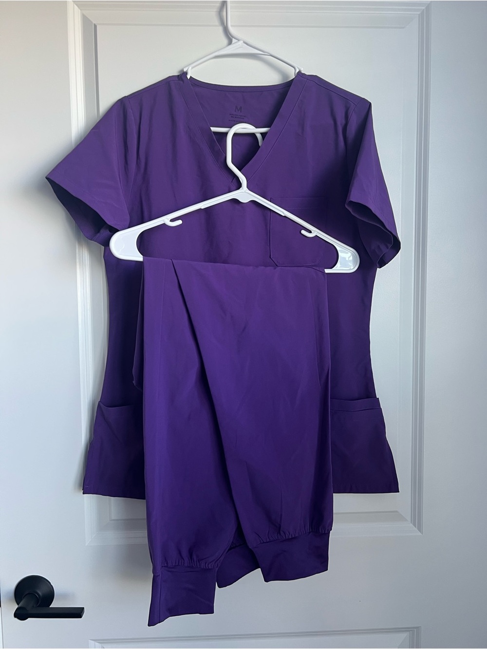 Women’s Short Sleeve Scrub Top and Pant Set - Purple